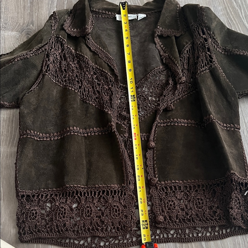 Vintage Suede Corducci Crochet Jacket - Picture 2 of 6
